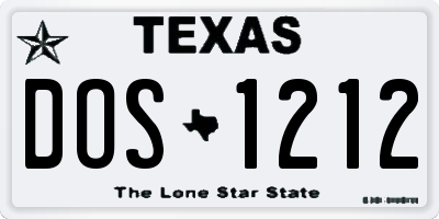 TX license plate DOS1212
