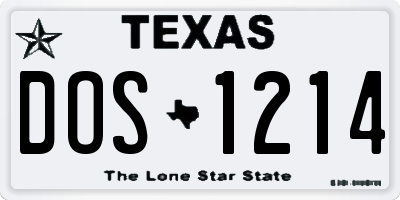 TX license plate DOS1214