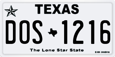 TX license plate DOS1216