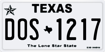 TX license plate DOS1217