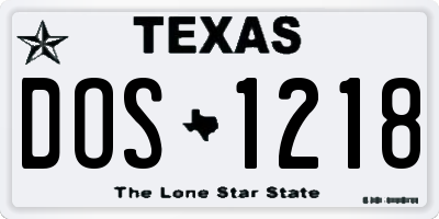 TX license plate DOS1218