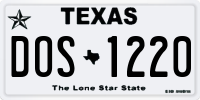 TX license plate DOS1220