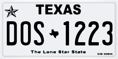 TX license plate DOS1223