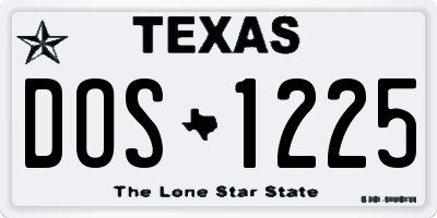 TX license plate DOS1225