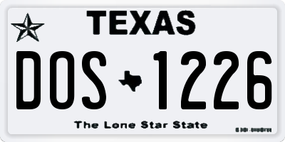 TX license plate DOS1226