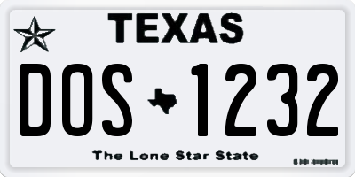 TX license plate DOS1232