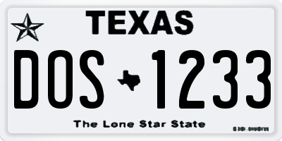 TX license plate DOS1233