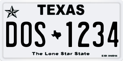 TX license plate DOS1234