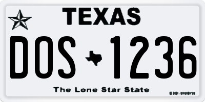 TX license plate DOS1236