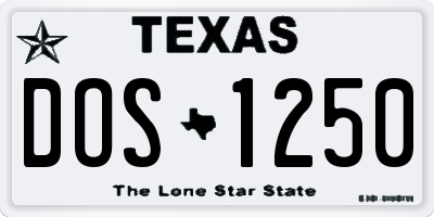 TX license plate DOS1250