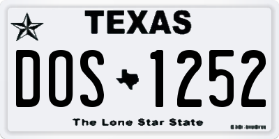 TX license plate DOS1252