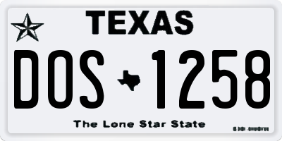 TX license plate DOS1258