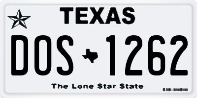 TX license plate DOS1262