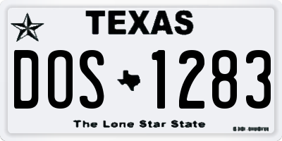 TX license plate DOS1283