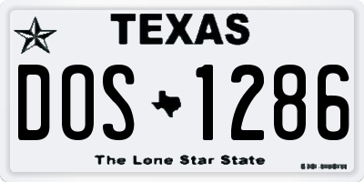 TX license plate DOS1286
