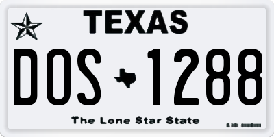 TX license plate DOS1288