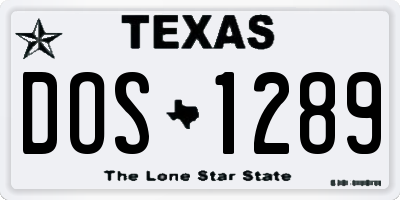 TX license plate DOS1289