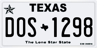 TX license plate DOS1298