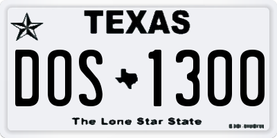 TX license plate DOS1300