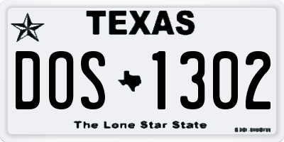 TX license plate DOS1302