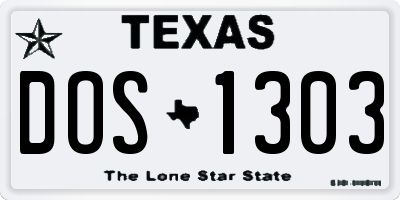 TX license plate DOS1303