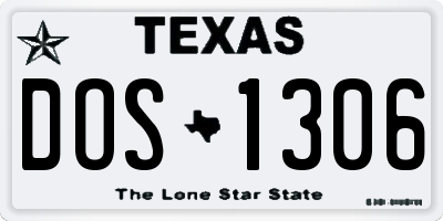 TX license plate DOS1306