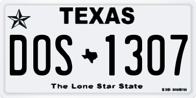 TX license plate DOS1307