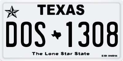 TX license plate DOS1308