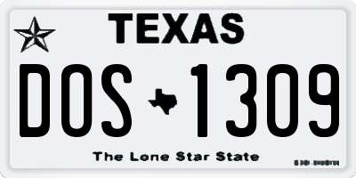 TX license plate DOS1309