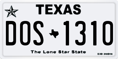 TX license plate DOS1310