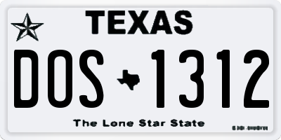 TX license plate DOS1312