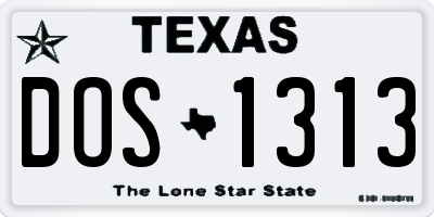 TX license plate DOS1313