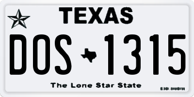 TX license plate DOS1315