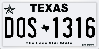 TX license plate DOS1316