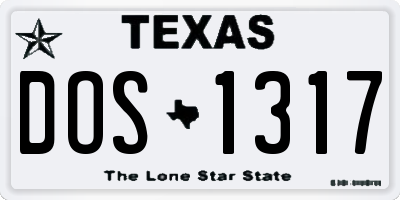 TX license plate DOS1317