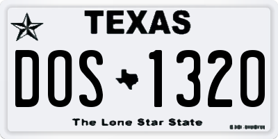 TX license plate DOS1320