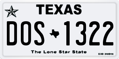 TX license plate DOS1322