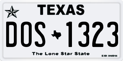 TX license plate DOS1323