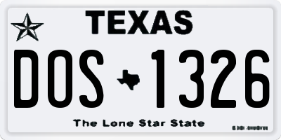 TX license plate DOS1326