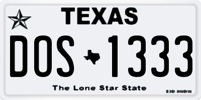 TX license plate DOS1333