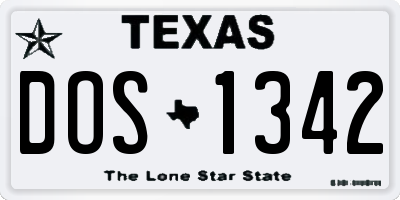 TX license plate DOS1342