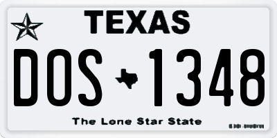 TX license plate DOS1348