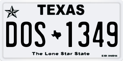 TX license plate DOS1349