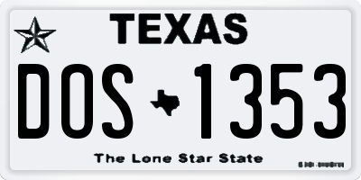 TX license plate DOS1353