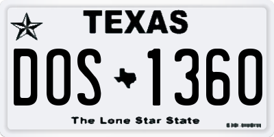 TX license plate DOS1360