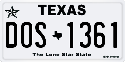 TX license plate DOS1361