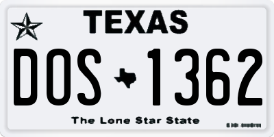 TX license plate DOS1362