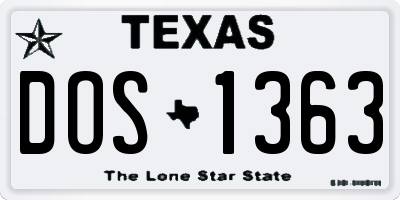 TX license plate DOS1363