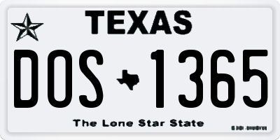 TX license plate DOS1365