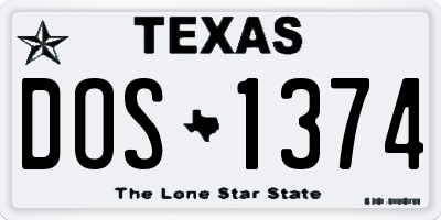 TX license plate DOS1374